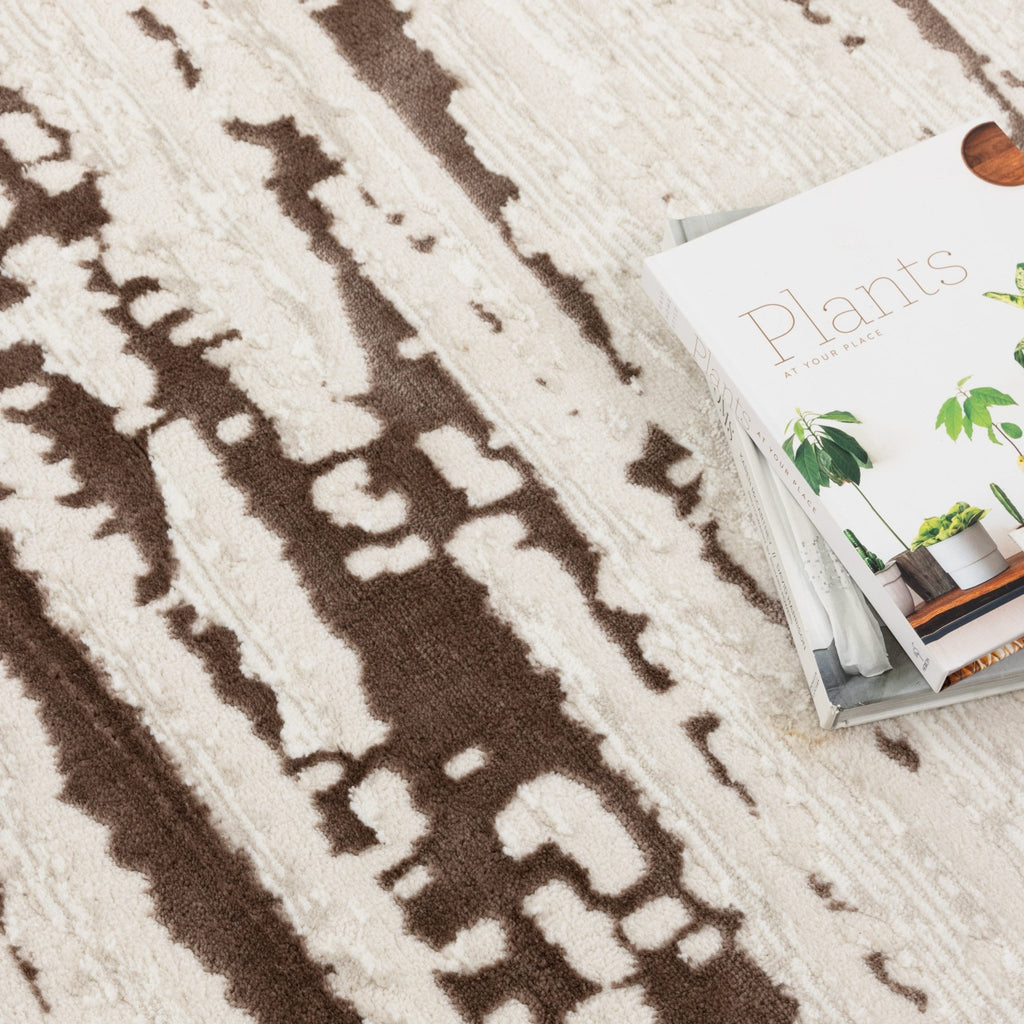 Amrita Modern Abstract Cream Brown Rug - AMAL01AMAL16001Rugtastic