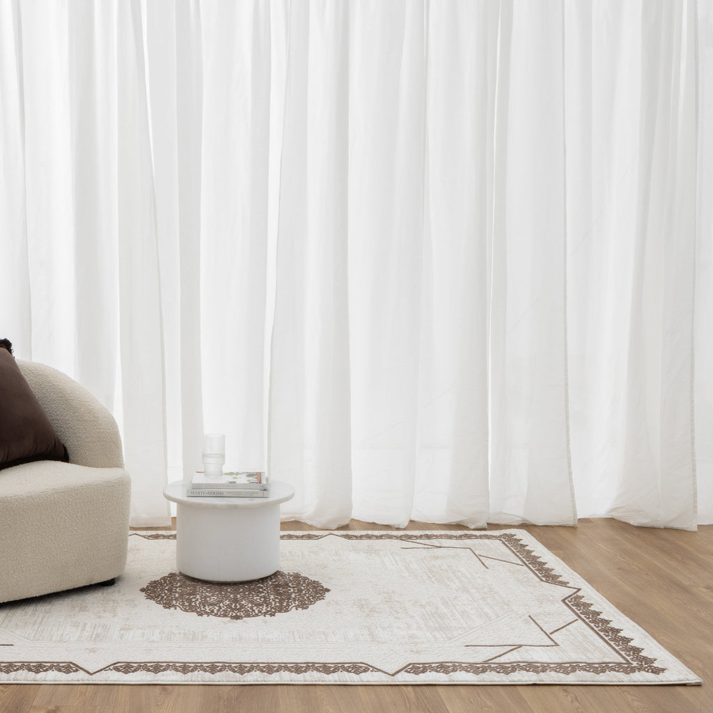 Amrita Oriental Border Medallion Cream Brown Rug - AMAL08AMAL16008Rugtastic