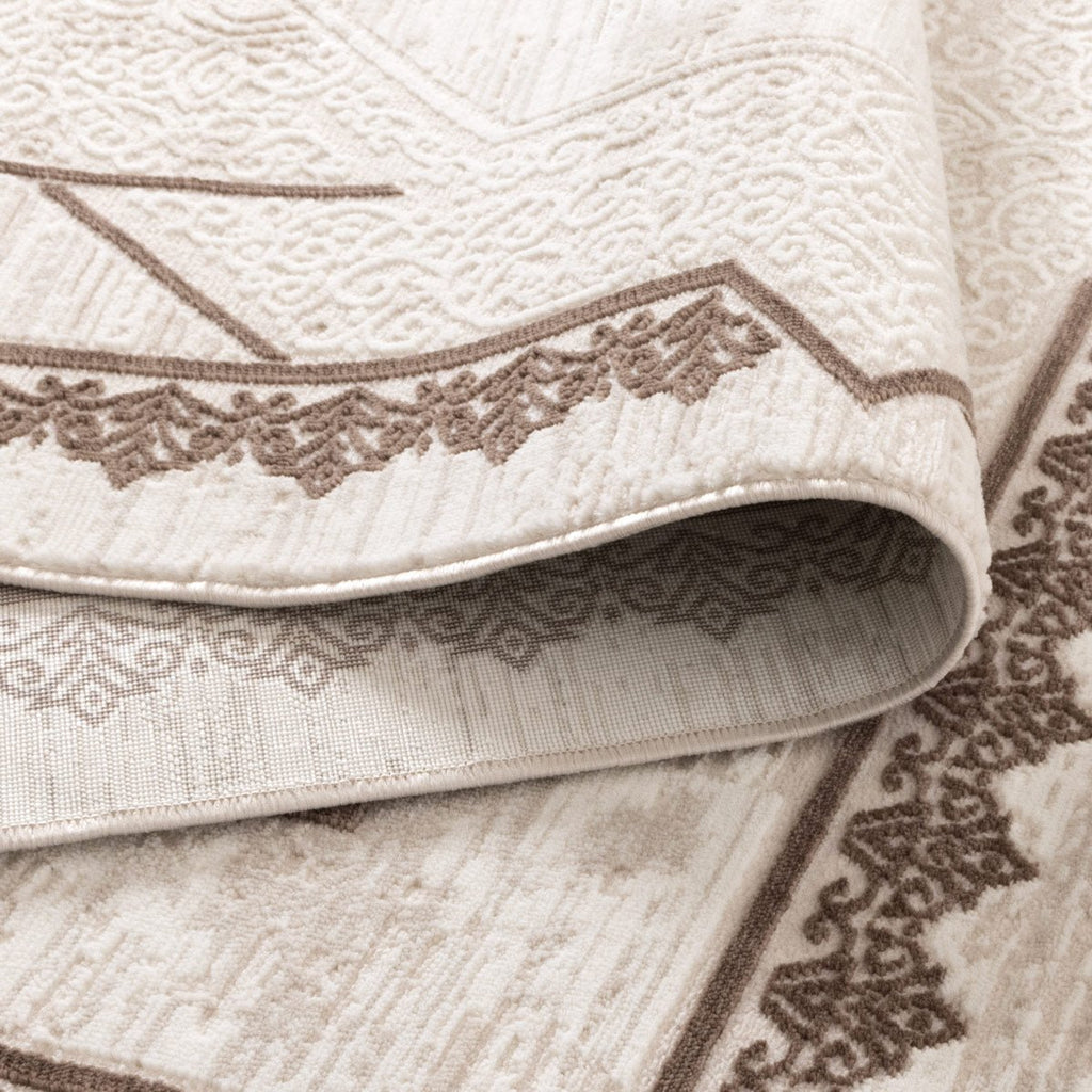 Amrita Oriental Border Medallion Cream Brown Rug - AMAL08AMAL16008Rugtastic