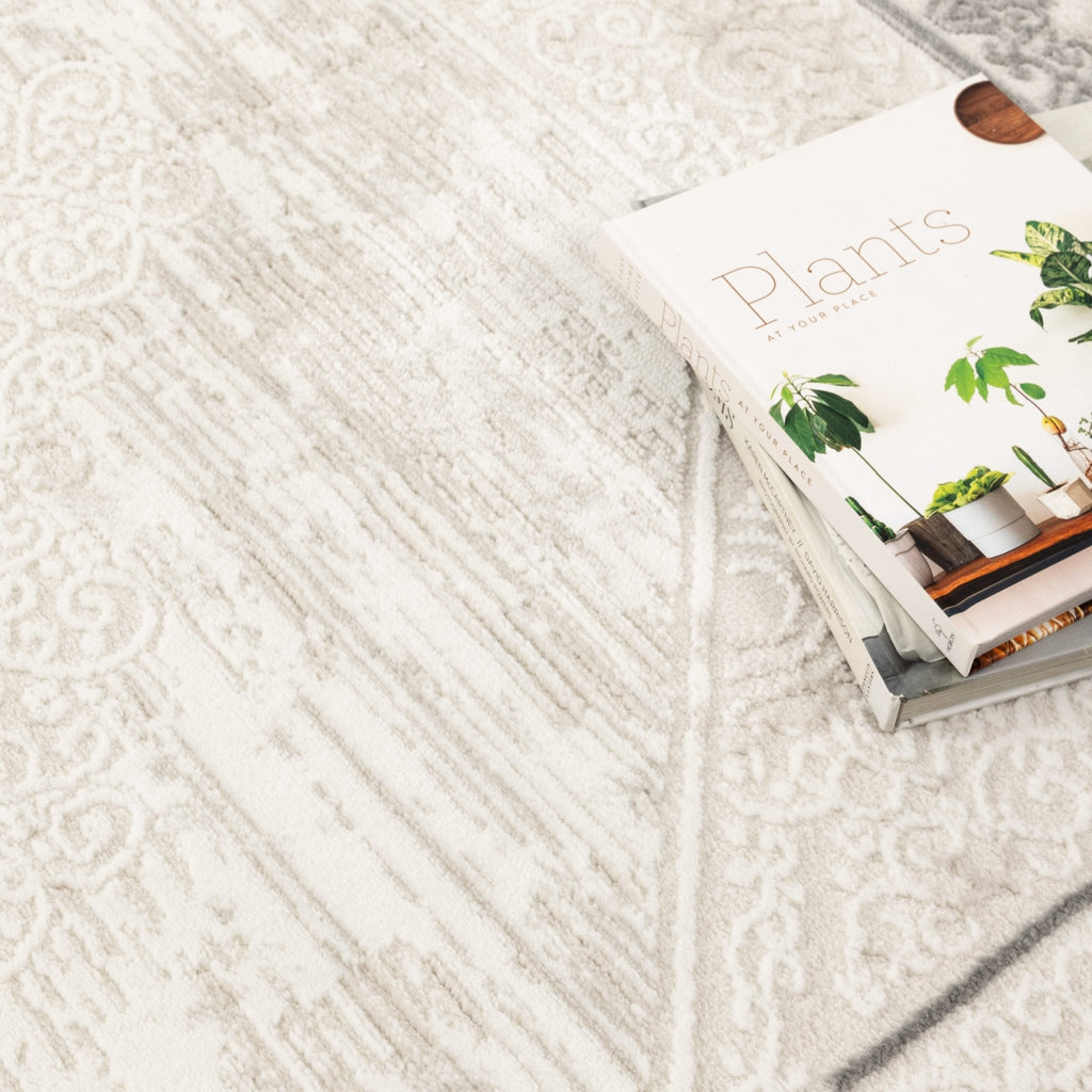 Amrita Oriental Border Medallion Cream Grey Rug - AMAL07AMAL16007Rugtastic