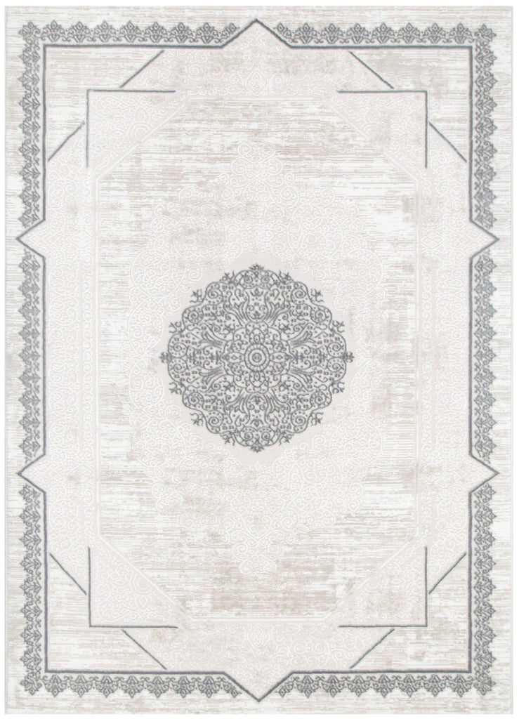 Amrita Oriental Border Medallion Cream Grey Rug - AMAL07AMAL16007Rugtastic