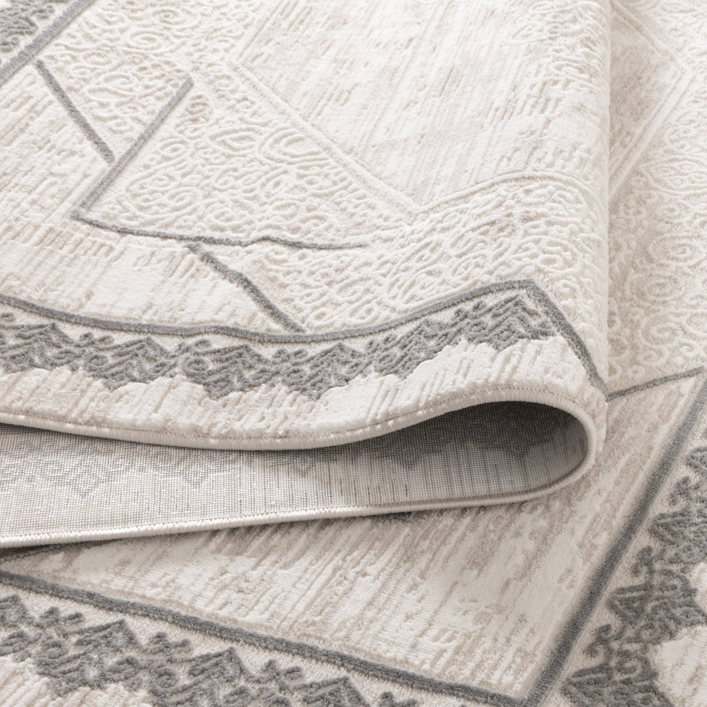 Amrita Oriental Border Medallion Cream Grey Rug - AMAL07AMAL16007Rugtastic
