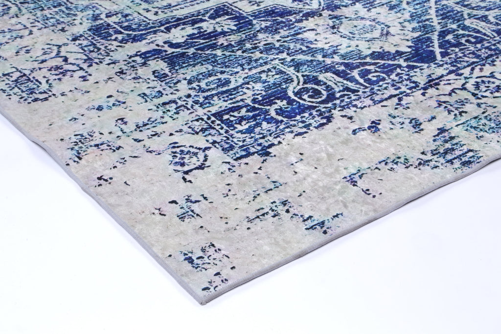Angelo Distressed Navy White Traditional Non - Slip Rug - ANGE09ANGE12009Rugtastic