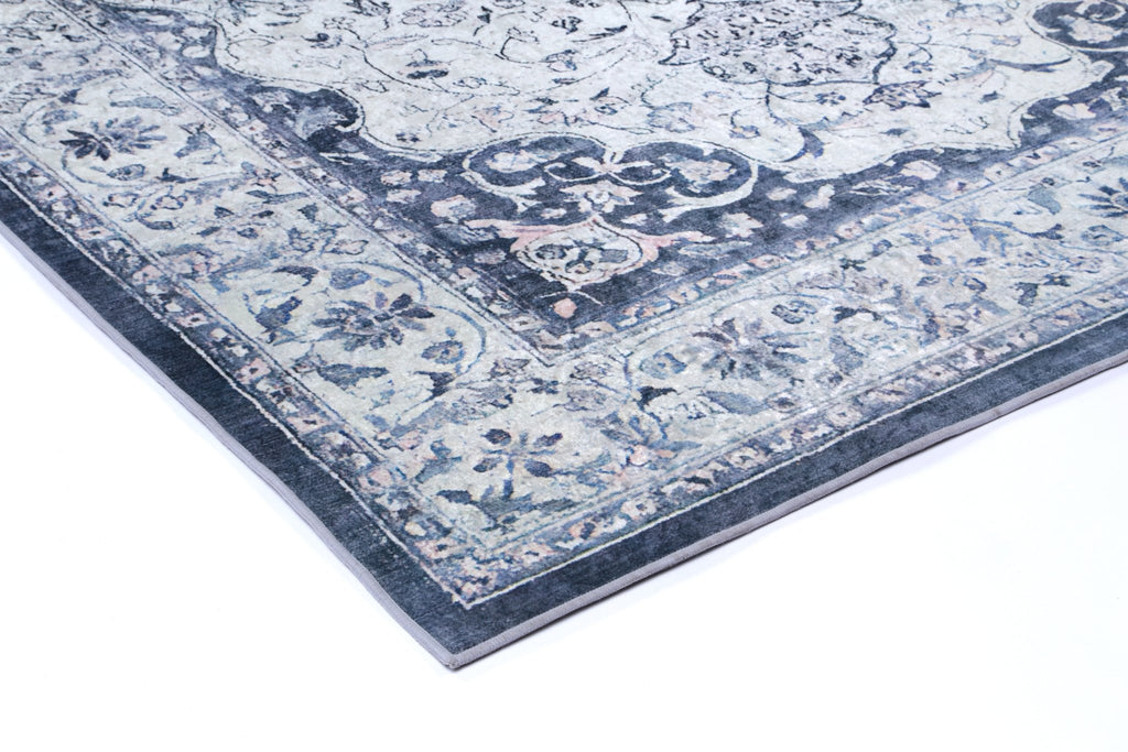 Angelo Navy Medallion Non - Slip Rug - ANGE02ANGE12002Rugtastic