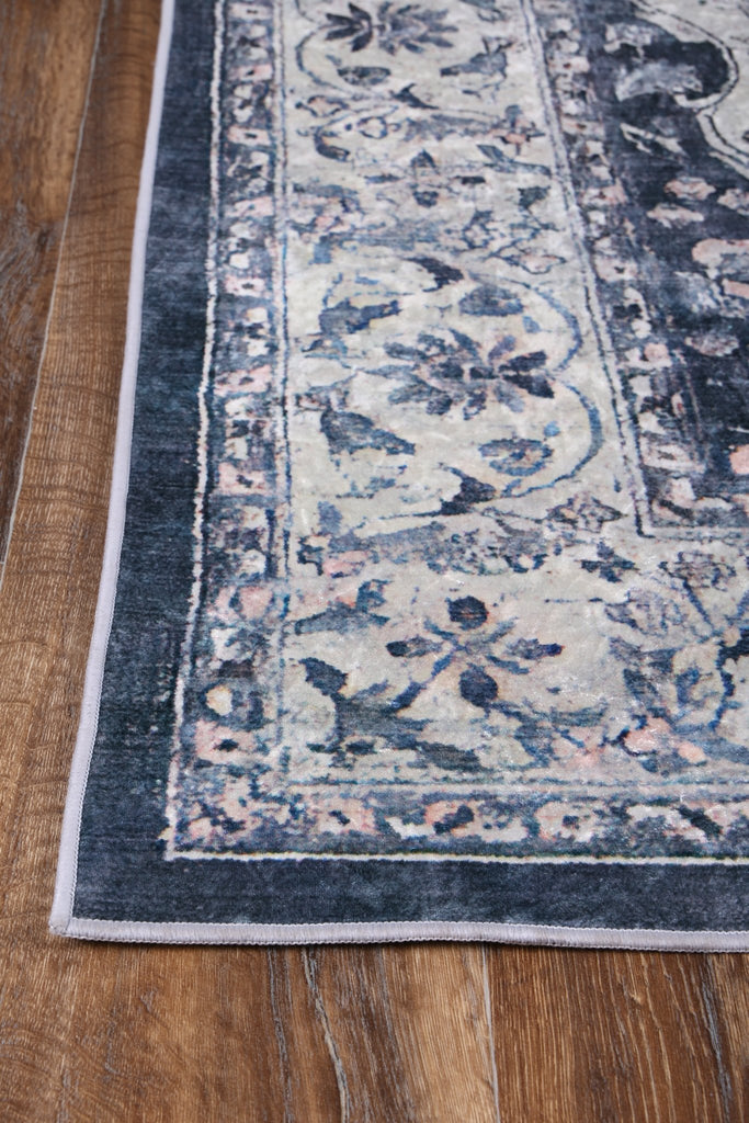 Angelo Navy Medallion Non - Slip Rug - ANGE02ANGE12002Rugtastic