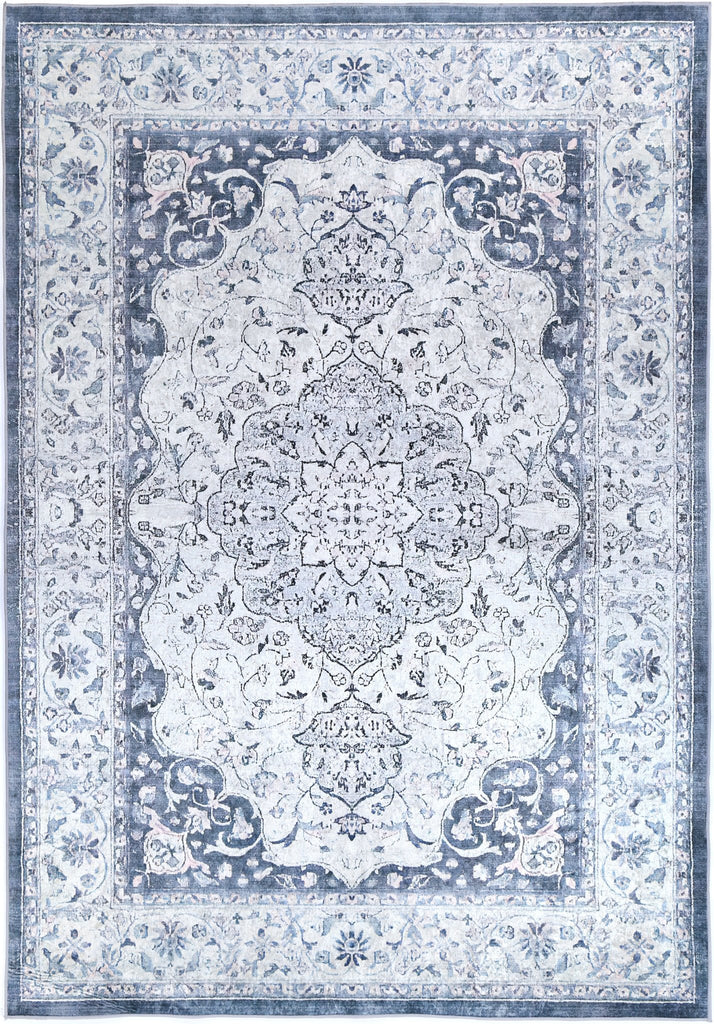 Angelo Navy Medallion Non - Slip Rug - ANGE02ANGE12002Rugtastic