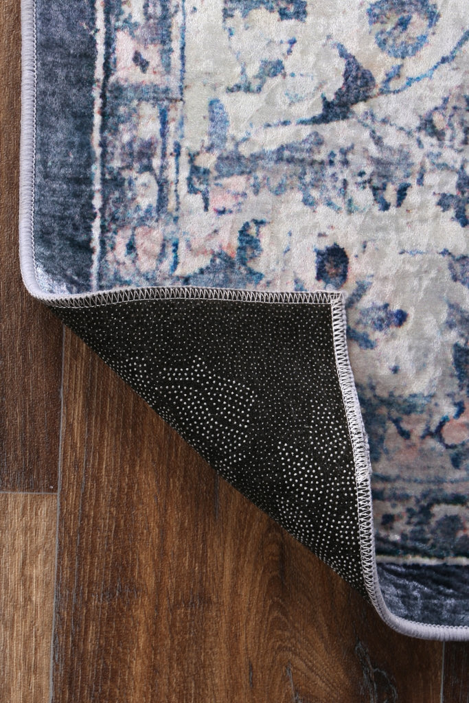 Angelo Navy Medallion Non - Slip Rug - ANGE02ANGE12002Rugtastic