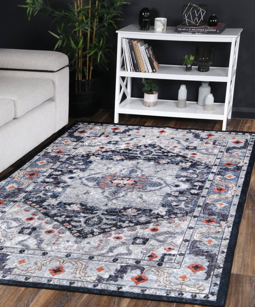 Angelo Navy Multi Medallion Non - Slip Rug - ANGE01ANGE12001Rugtastic