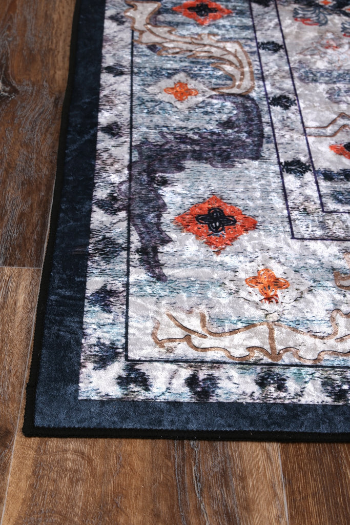 Angelo Navy Multi Medallion Non - Slip Rug - ANGE01ANGE12001Rugtastic