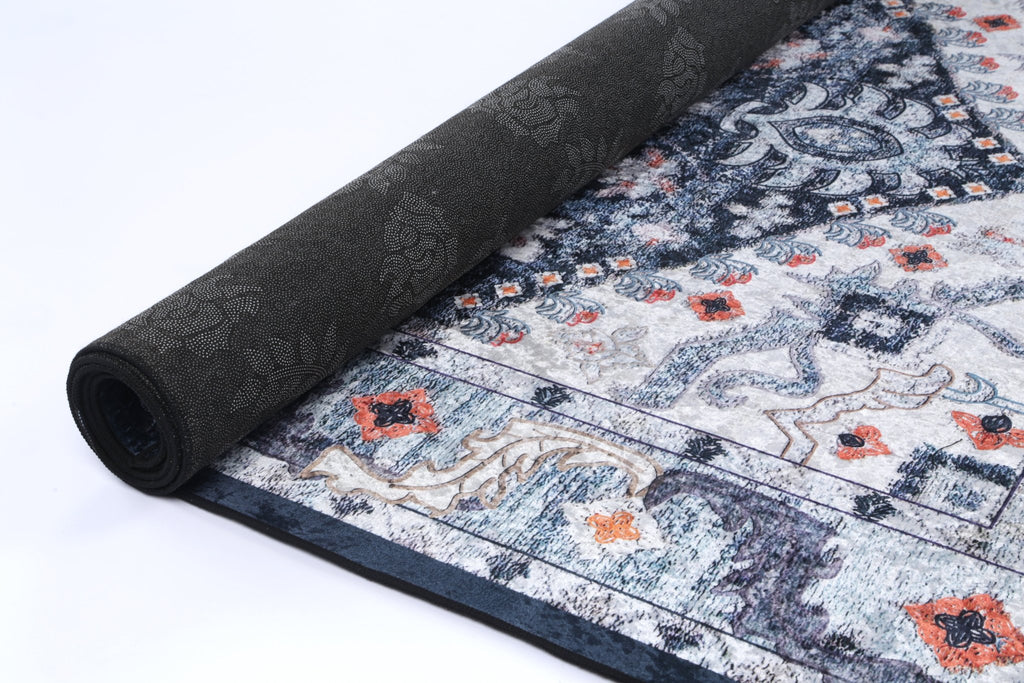 Angelo Navy Multi Medallion Non - Slip Rug - ANGE01ANGE12001Rugtastic