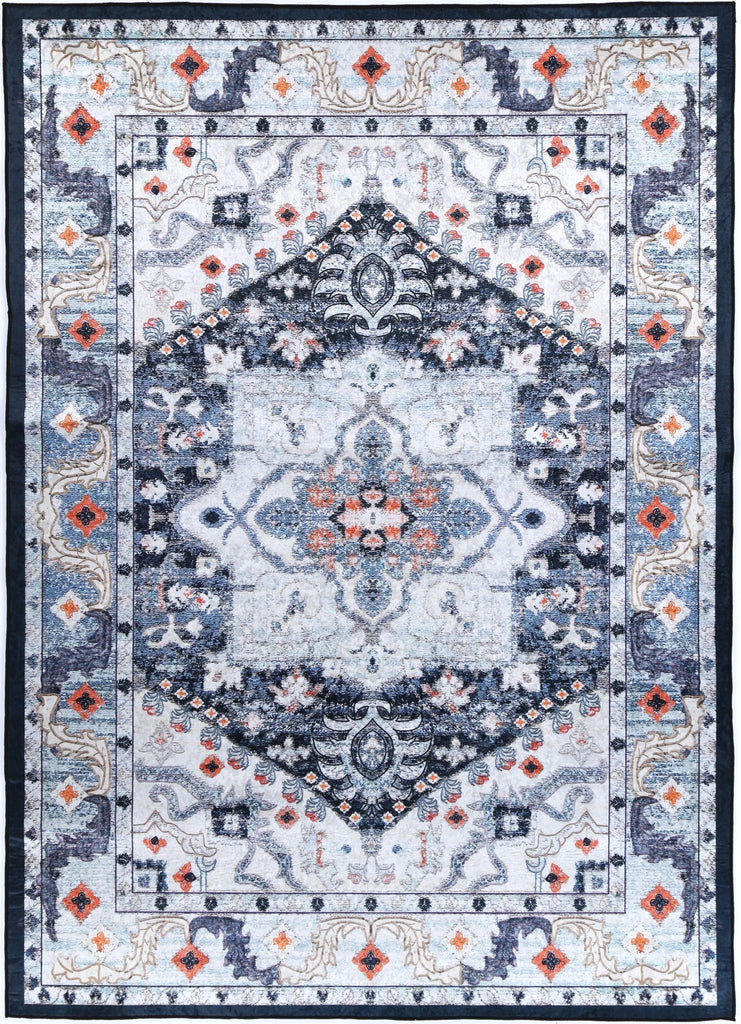 Angelo Navy Multi Medallion Non - Slip Rug - ANGE01ANGE12001Rugtastic