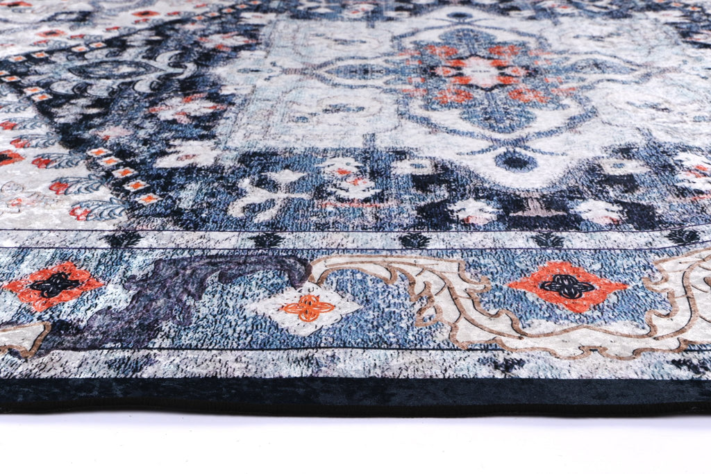 Angelo Navy Multi Medallion Non - Slip Rug - ANGE01ANGE12001Rugtastic