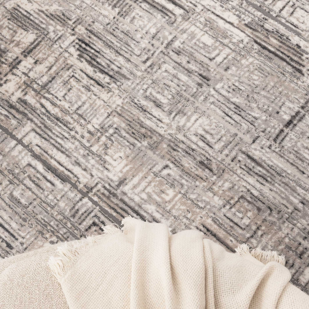 Atlas Distressed Geo Squares Grey Rug - AT03ATIN160AT03Rugtastic