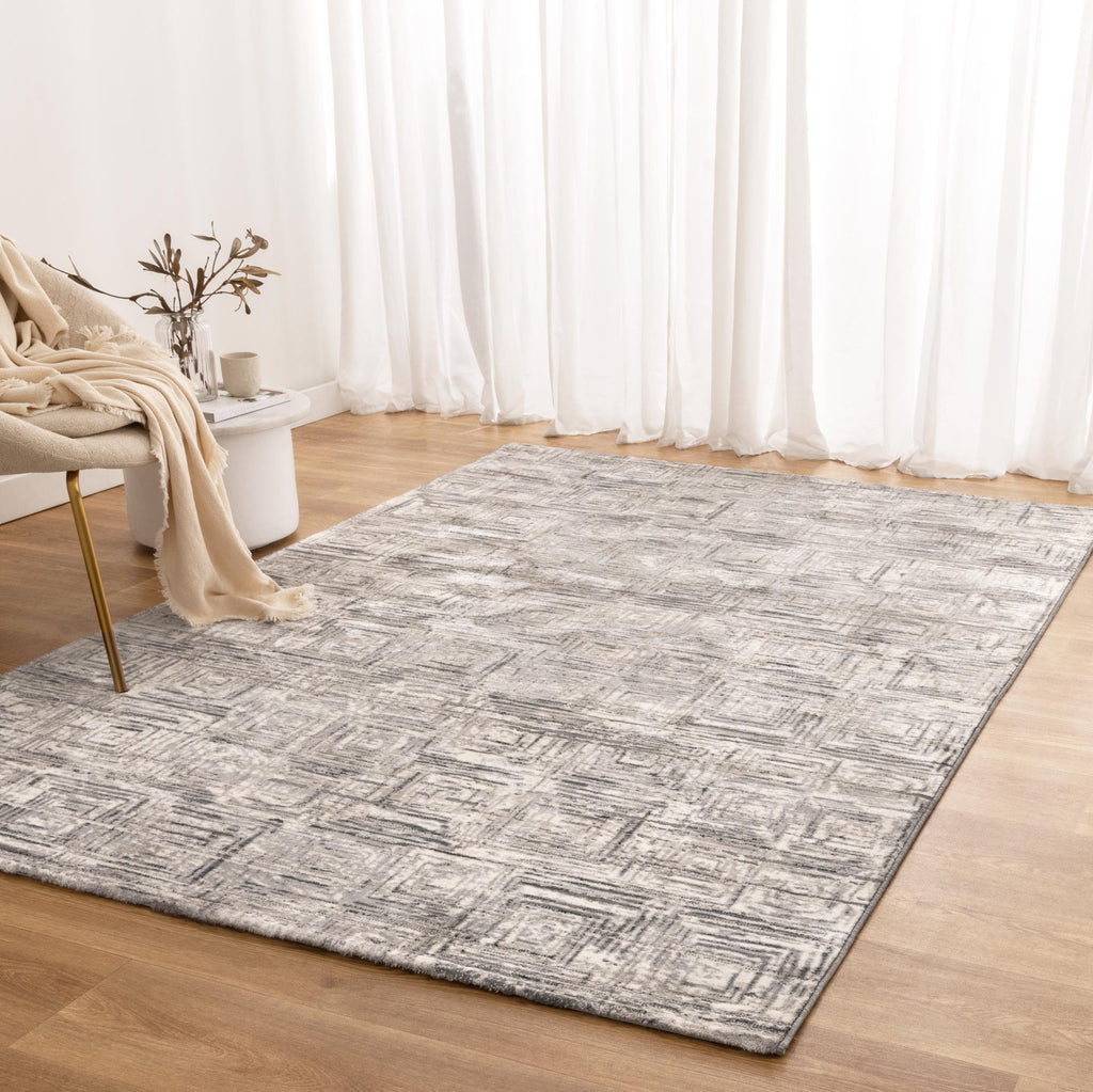 Atlas Distressed Geo Squares Grey Rug - AT03ATIN160AT03Rugtastic