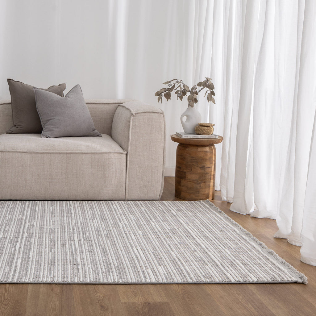 Bella Silver Ivory Loop Lines Rug - B006BERN160B006Rugtastic