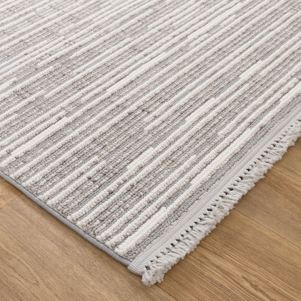 Bella Silver Ivory Loop Lines Rug - B006BERN160B006Rugtastic