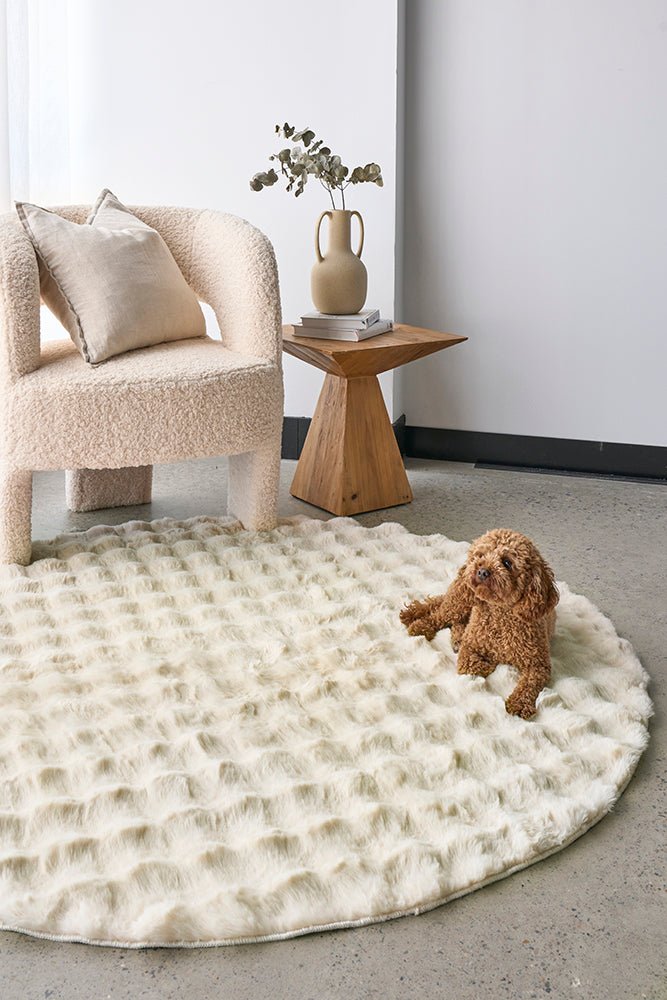 Bubble Natural Round - Machine Washable RugBUB - NATURAL - 100X100Rugtastic