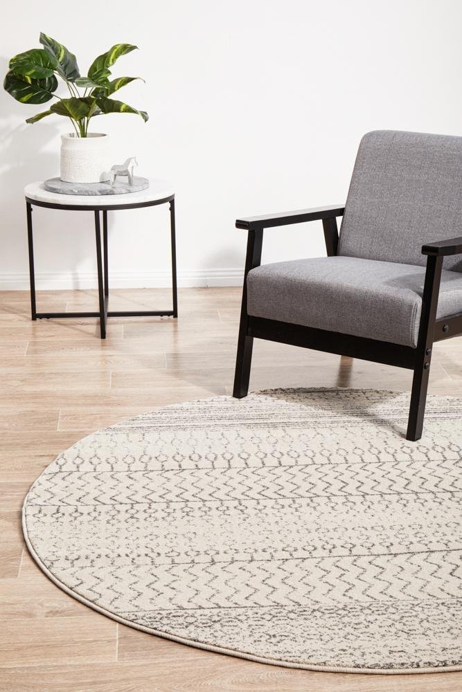 Chrome Harper Silver Round RugCRO - HPR - SIL - 150X150Rugtastic