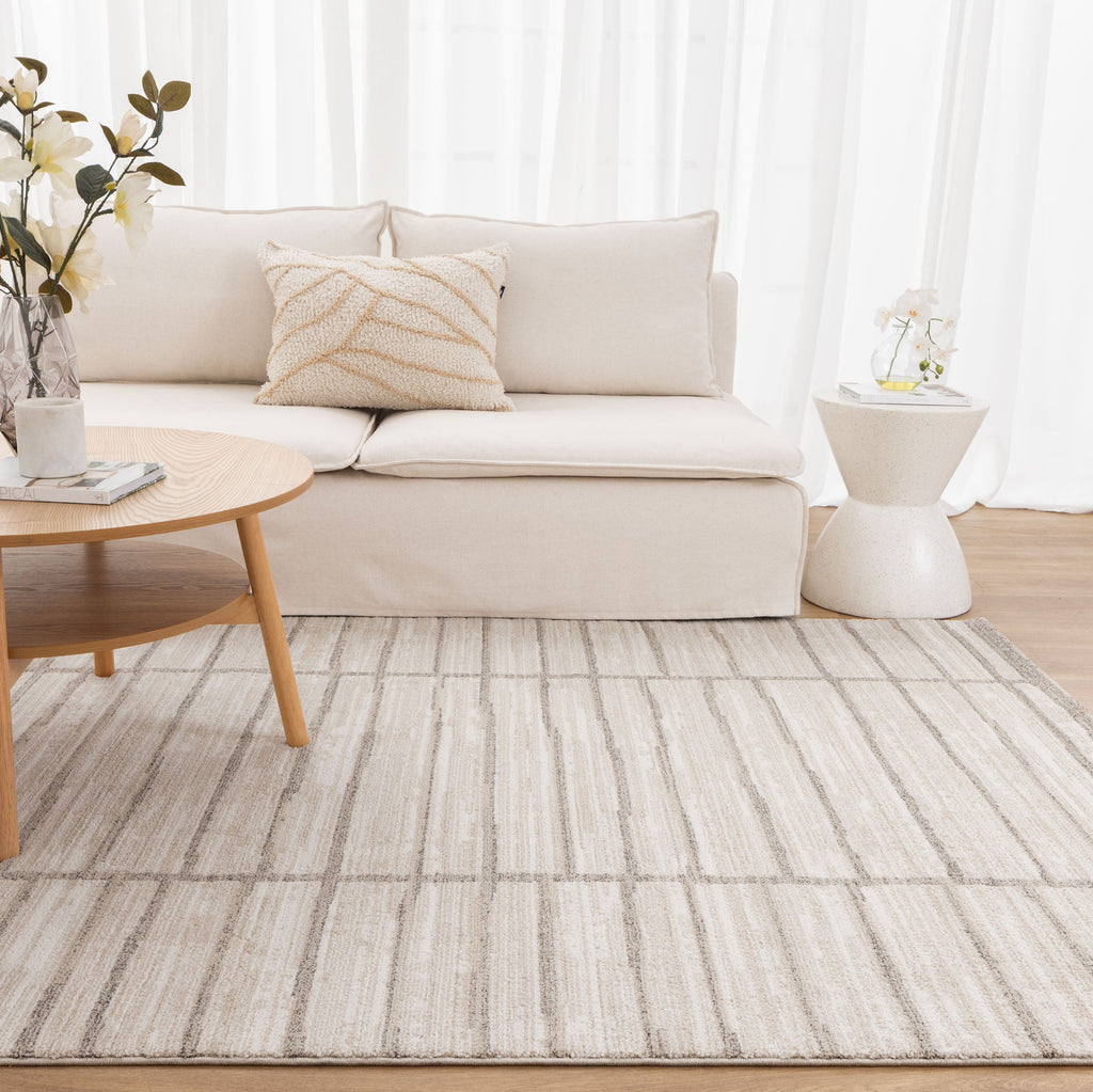 Clarinda Distressed Thick Lines Beige Grey Rug - C107CLAR160C107Rugtastic