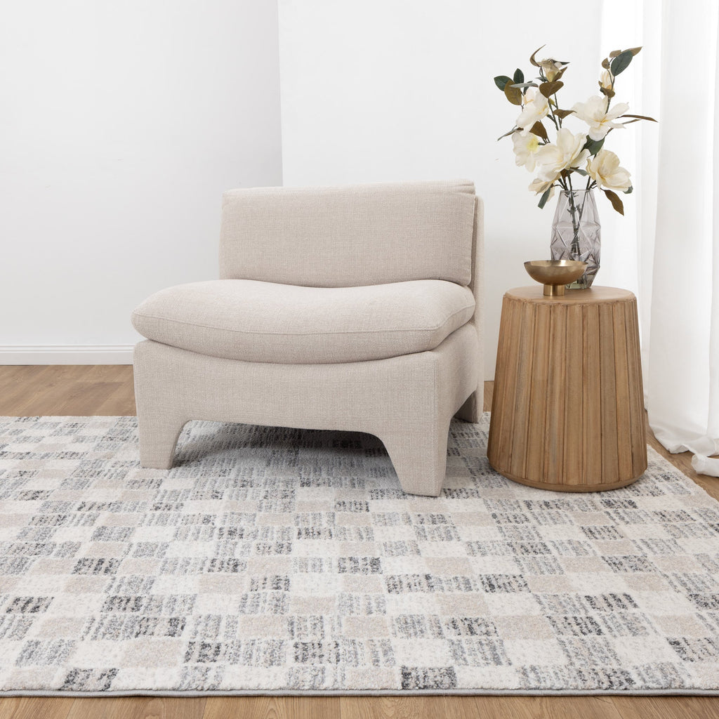 Dorset Grey Beige Checkered Rug - D004DORA160D004Rugtastic