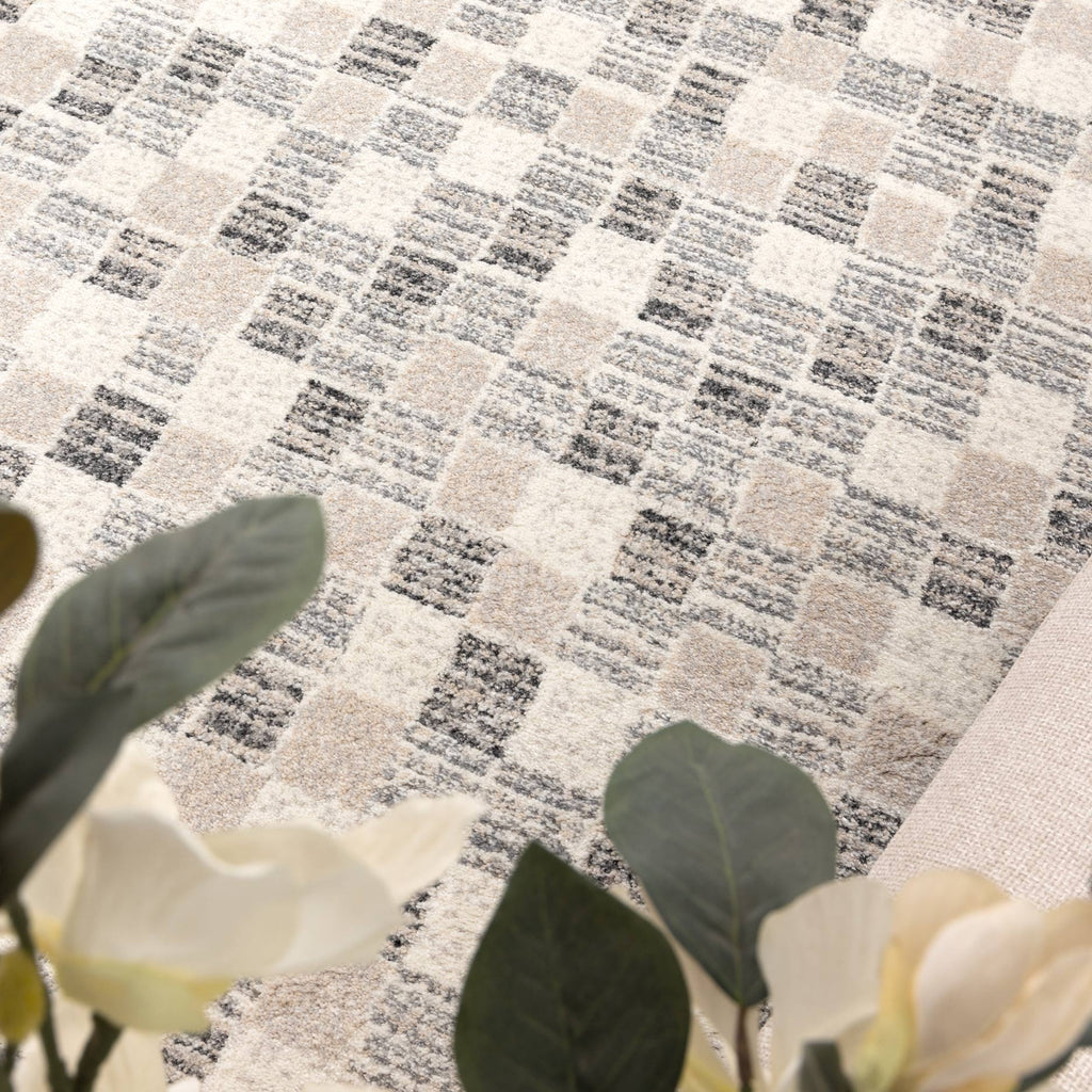 Dorset Grey Beige Checkered Rug - D004DORA160D004Rugtastic
