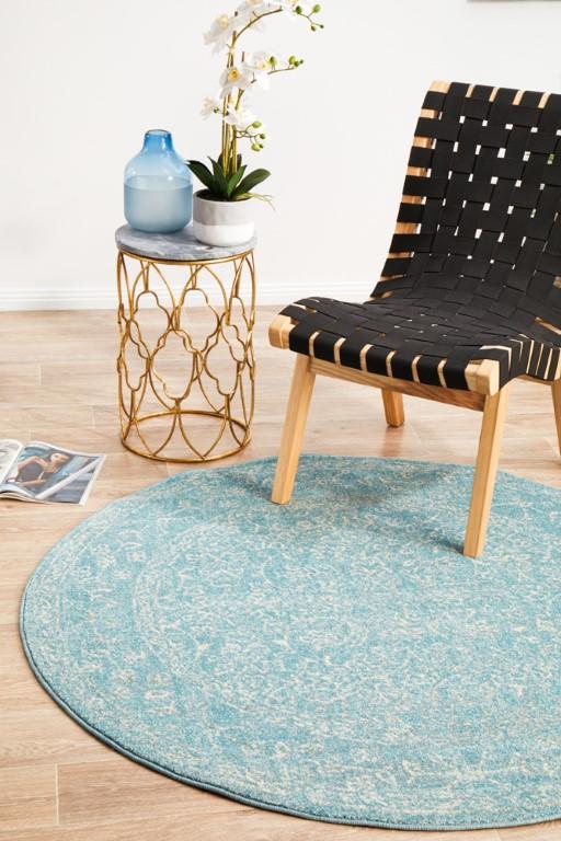 Evoke 258 Blue Round Modern RugEVO - 258 - BLUE - 150X150Rugtastic