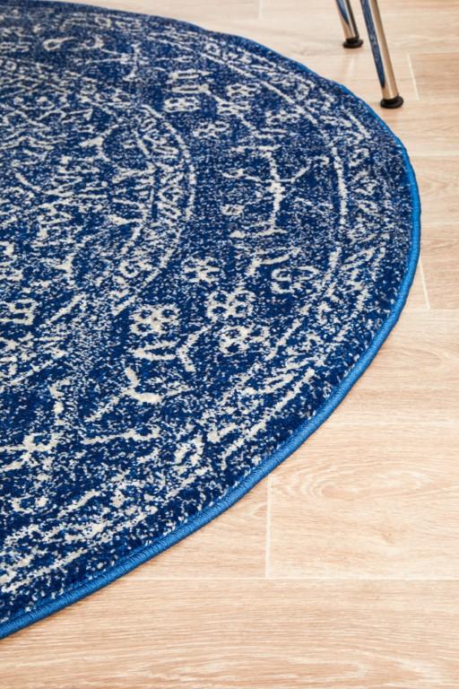 Evoke 258 Navy Blue Round Modern RugEVO - 258 - NAVY - 150X150Rugtastic