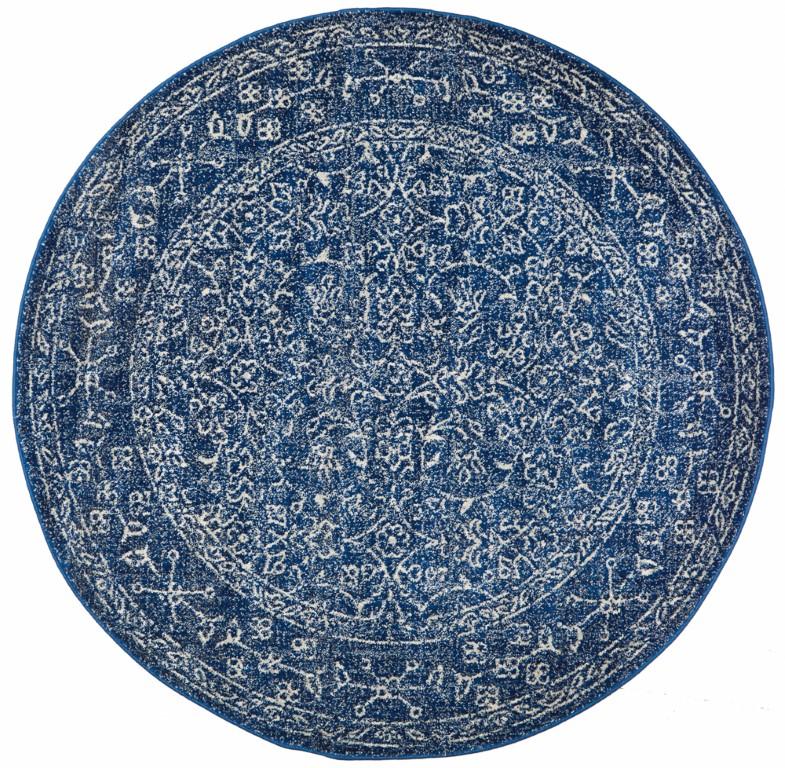 Evoke 258 Navy Blue Round Modern RugEVO - 258 - NAVY - 150X150Rugtastic