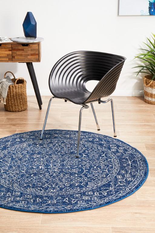 Evoke 258 Navy Blue Round Modern RugEVO - 258 - NAVY - 150X150Rugtastic