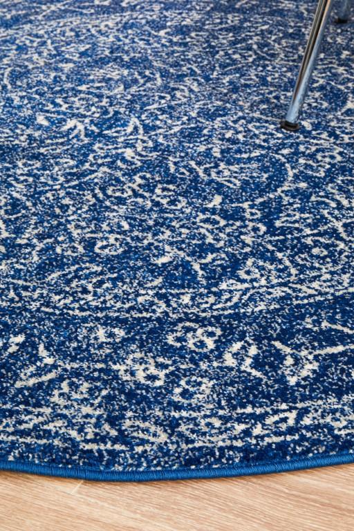 Evoke 258 Navy Blue Round Modern RugEVO - 258 - NAVY - 150X150Rugtastic