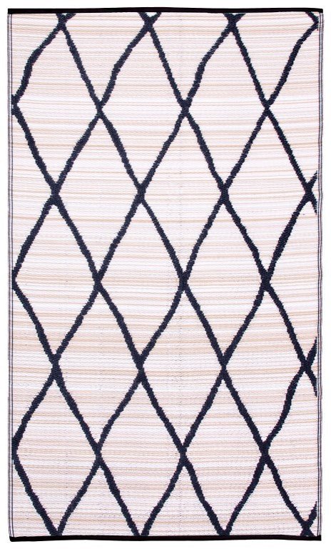 Fab Plastic Picnic Beach Mat Indoor Outdoor Rug Nairobi Black NaturalPLRNAIROB120179Rugtastic