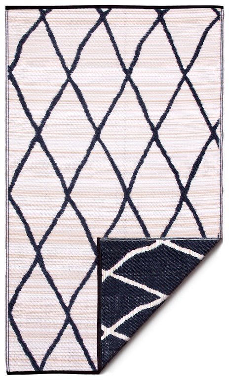Fab Plastic Picnic Beach Mat Indoor Outdoor Rug Nairobi Black NaturalPLRNAIROB120179Rugtastic
