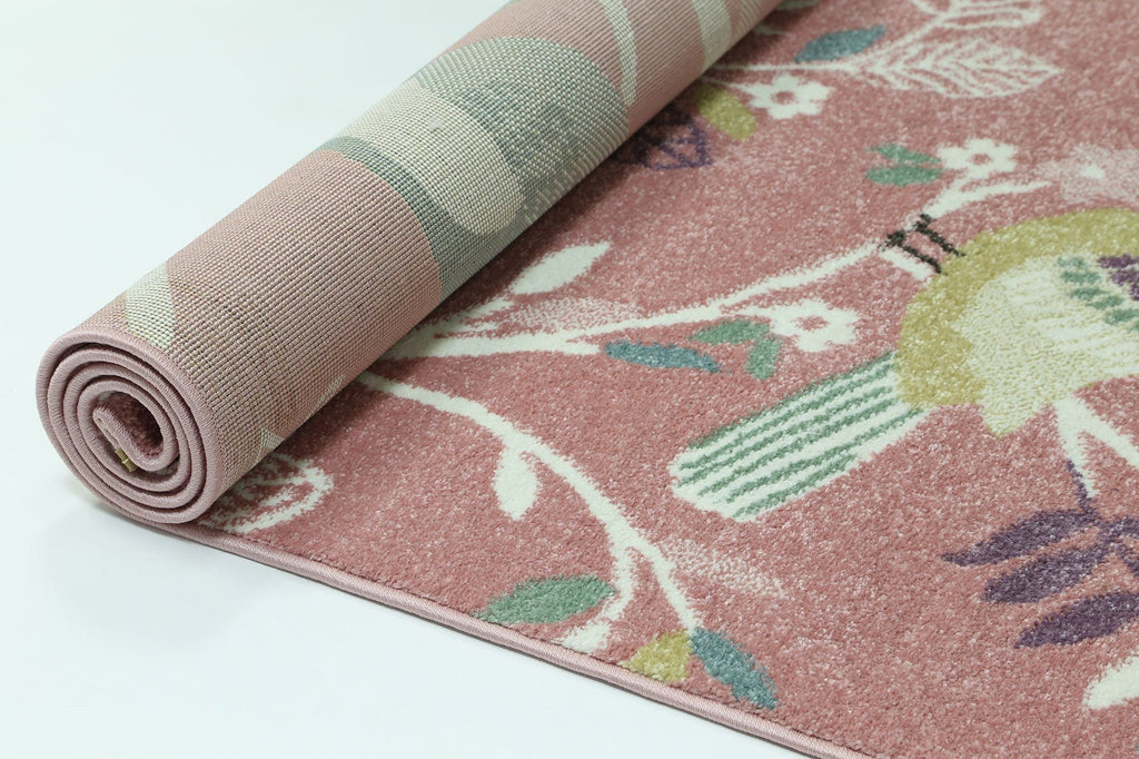 Happy Kids Pastel Birds Rug PinkHAPP1602190055Rugtastic