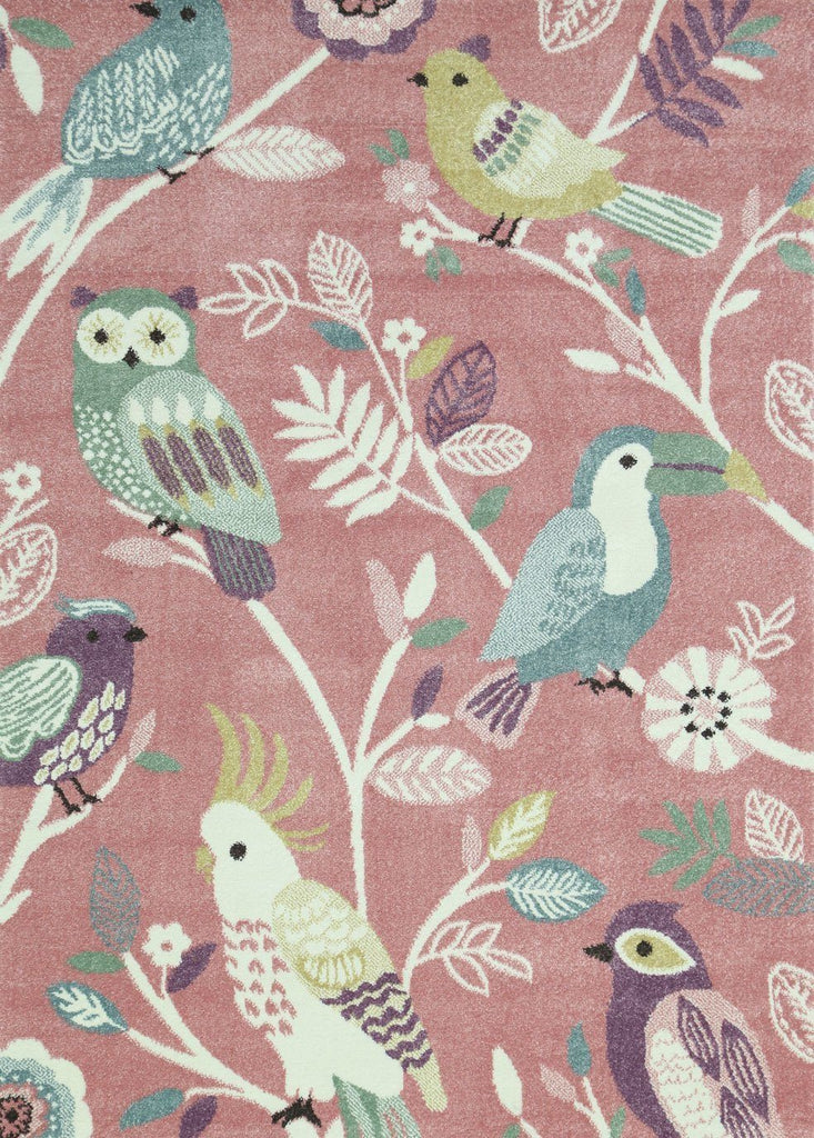 Happy Kids Pastel Birds Rug PinkHAPP1602190055Rugtastic