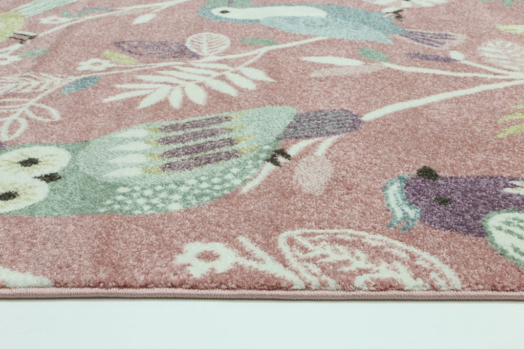 Happy Kids Pastel Birds Rug PinkHAPP1602190055Rugtastic