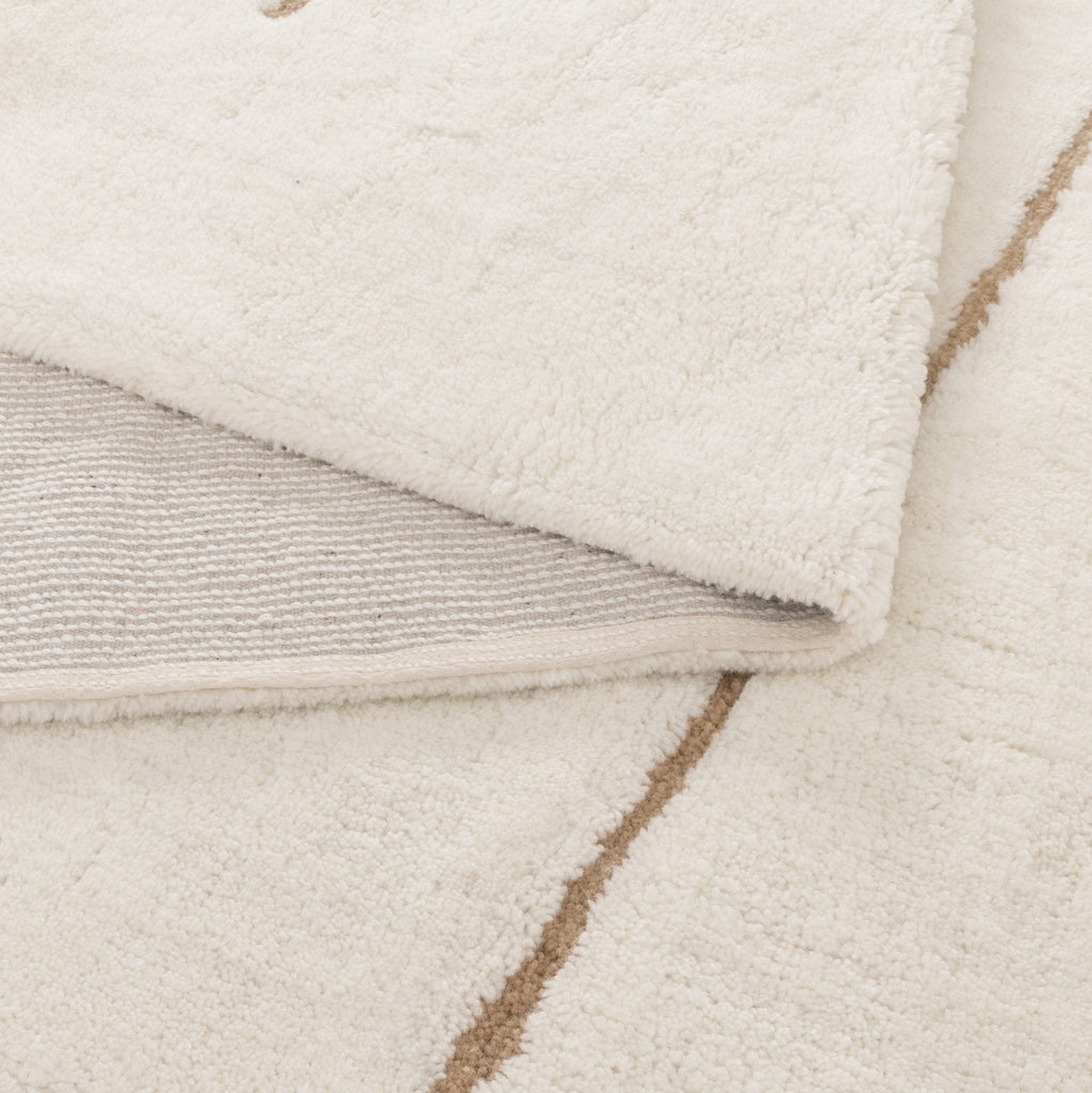 Hilary Abstract Beige Lines Washable Wool RugHIGH160ABEIRugtastic