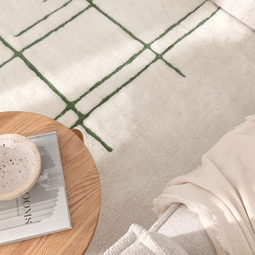 Hilary Abstract Olive Lines Washable Wool RugHIGH160AOLIRugtastic