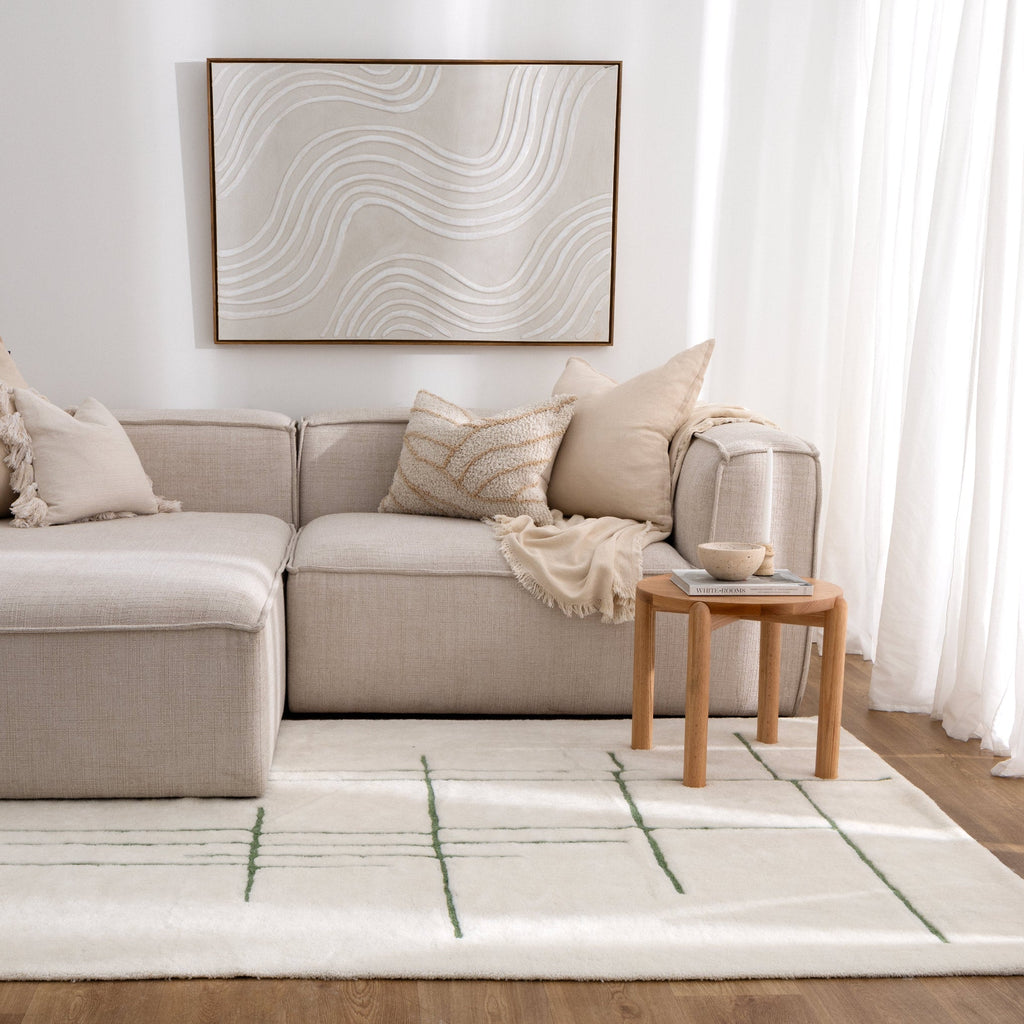 Hilary Abstract Olive Lines Washable Wool RugHIGH160AOLIRugtastic