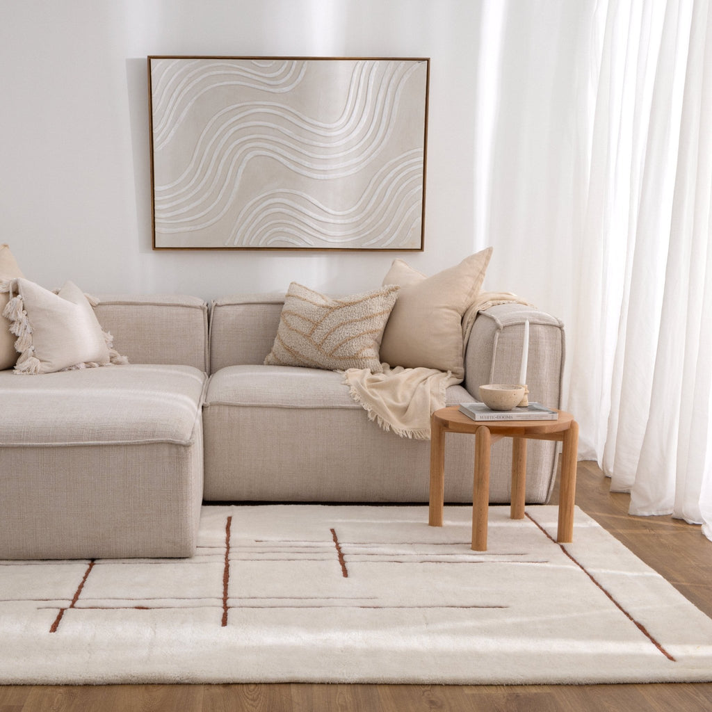 Hilary Abstract Terracotta Lines Washable Wool RugHIGH160ATERRugtastic