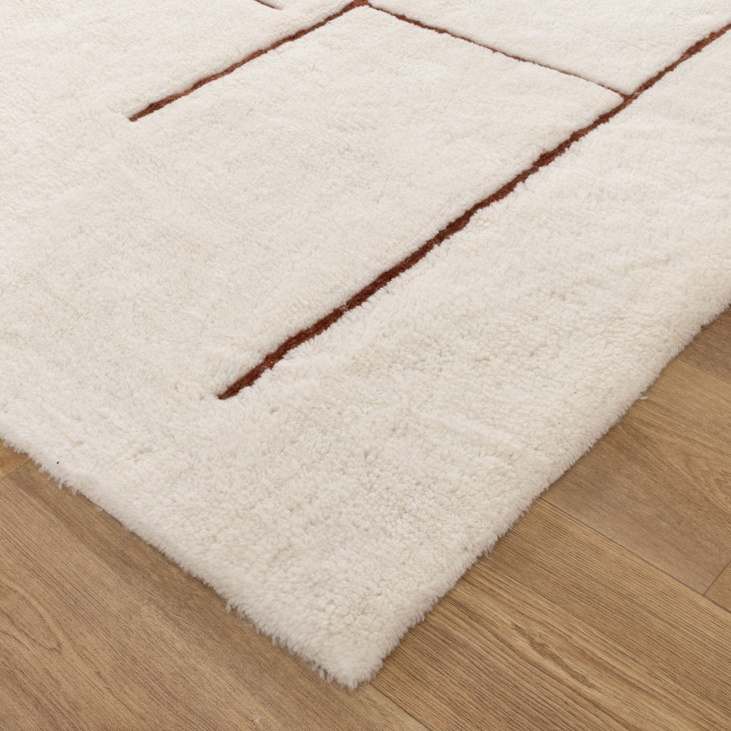 Hilary Abstract Terracotta Lines Washable Wool RugHIGH160ATERRugtastic
