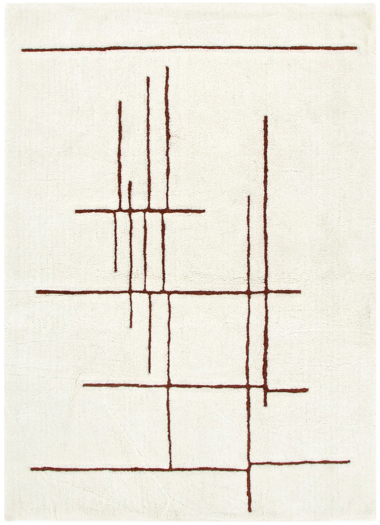 Hilary Abstract Terracotta Lines Washable Wool RugHIGH160ATERRugtastic
