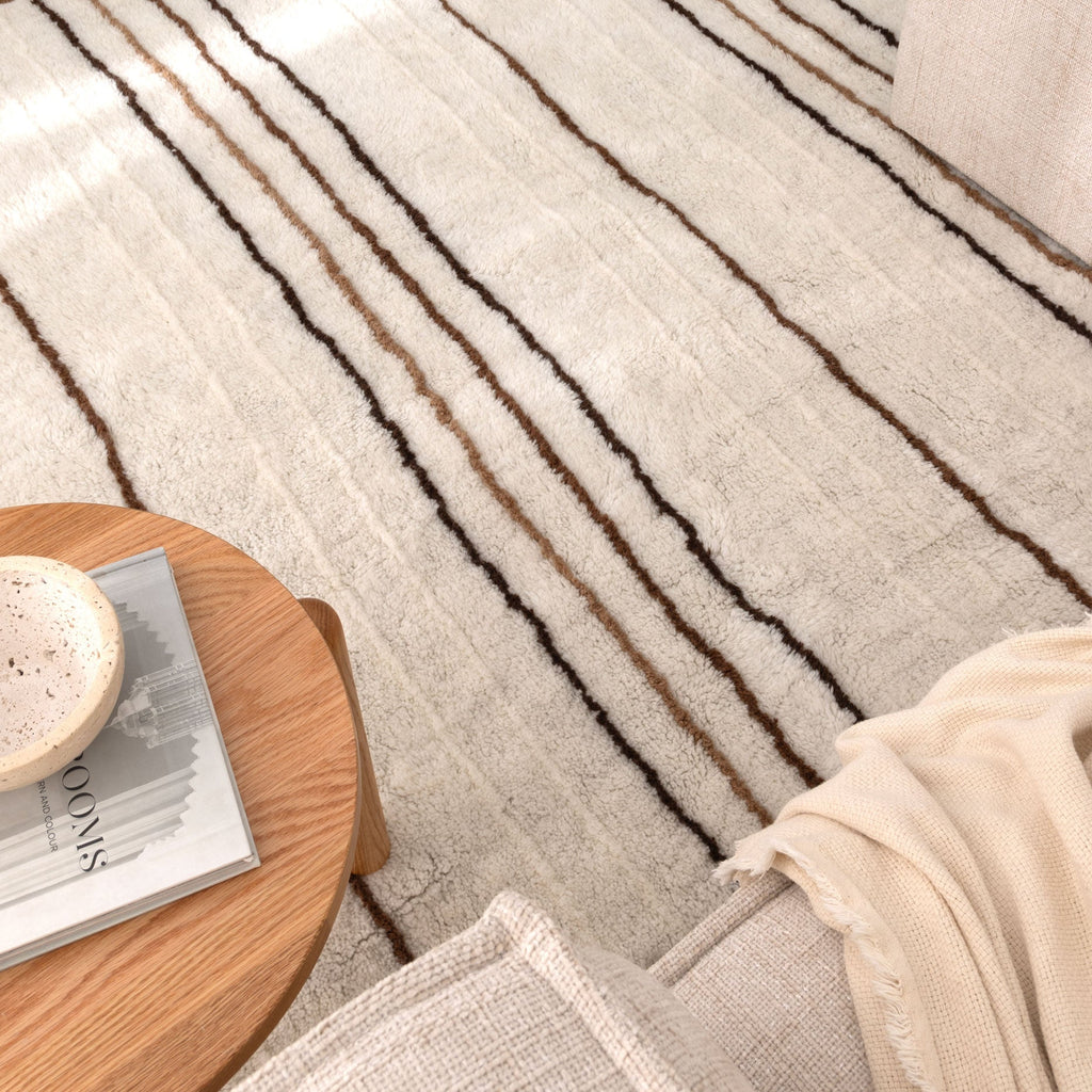 Hilary Beige Stripe Washable Wool RugHIGH160SBEIRugtastic