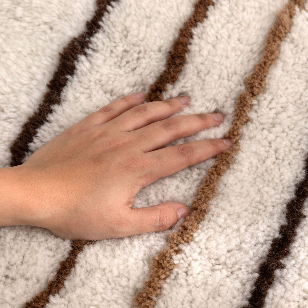 Hilary Beige Stripe Washable Wool RugHIGH160SBEIRugtastic