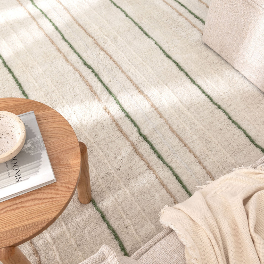 Hilary Olive Stripe Washable Wool RugHIGH160SOLIRugtastic