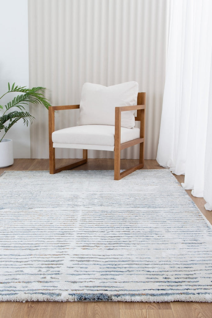 India Distressed Lines Blue Rug - INDU005INDU12005Rugtastic