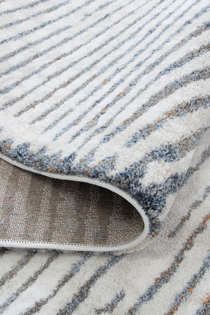 India Distressed Lines Blue Rug - INDU005INDU12005Rugtastic
