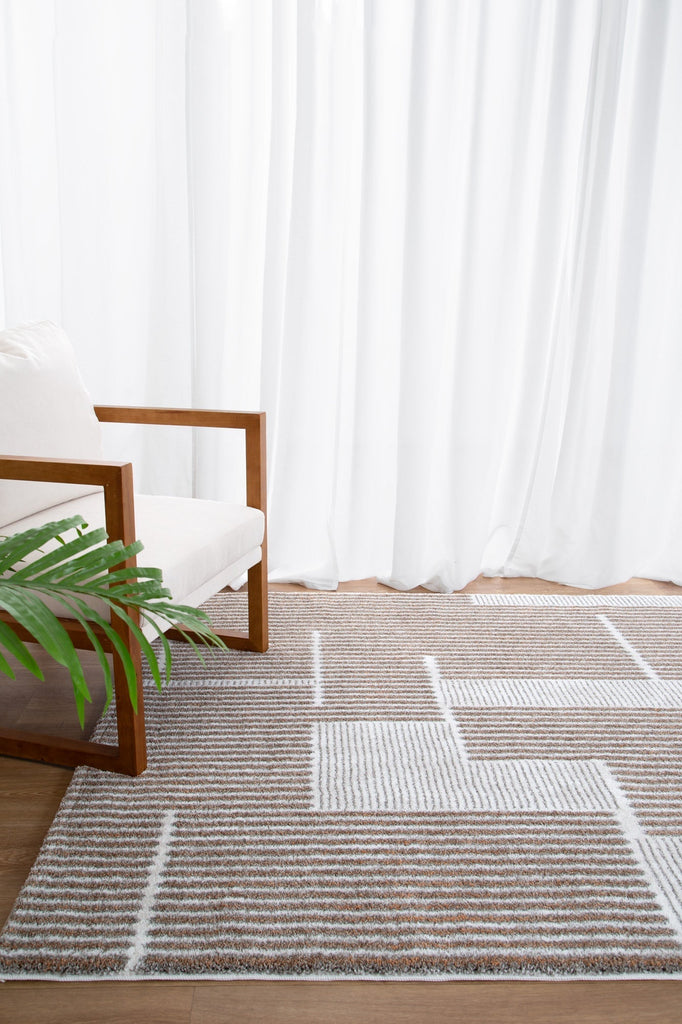 India Geo Lines Beige Grey Rug - INDU002INDU12002Rugtastic