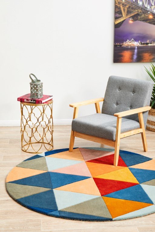 Matrix 905 Multi Navy Round Modern RugMTX - 905 - MUL - 120X120Rugtastic