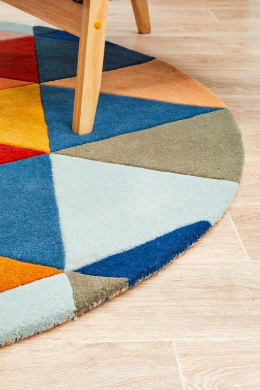 Matrix 905 Multi Navy Round Modern RugMTX - 905 - MUL - 120X120Rugtastic