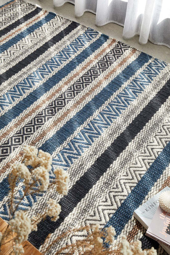 Miller 732 Denim Beige Wool Flatweave RugMIL - 732 - DEN - 225X155Rugtastic